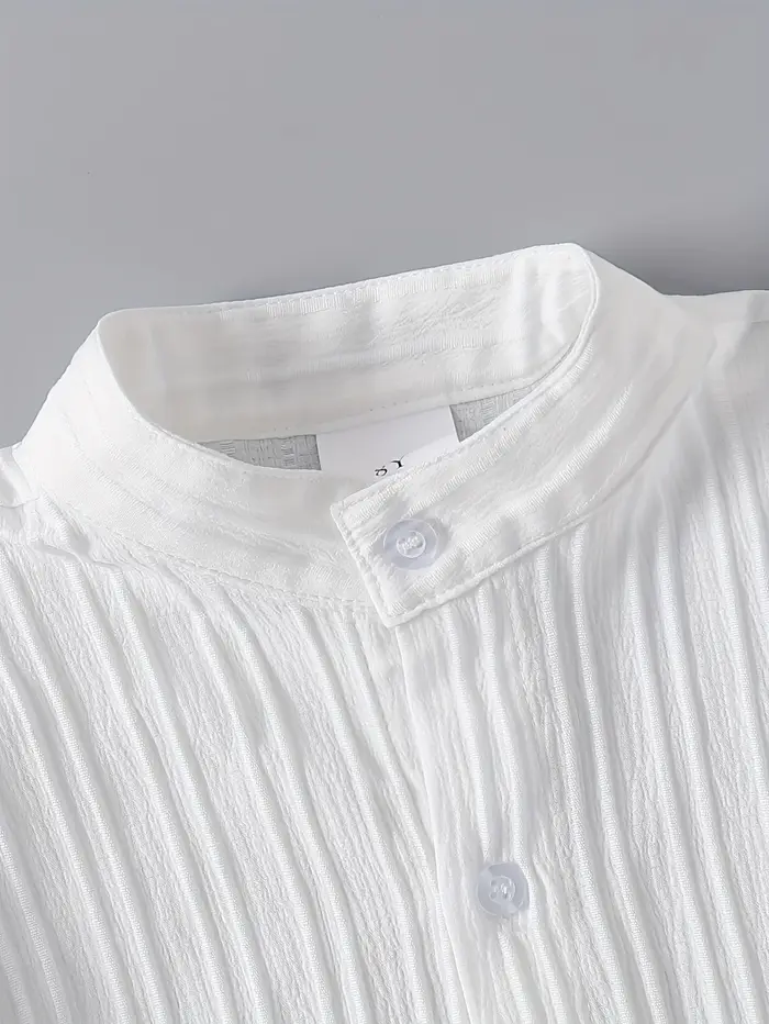 Chemise à col à manches longues à rayures ondulées pour garçons