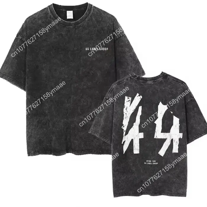44 LABEL GROUP Coton Tendance Vintage T-shirt Lavé T-shirt Hommes Femmes Hip Hop Lettre Impression Q