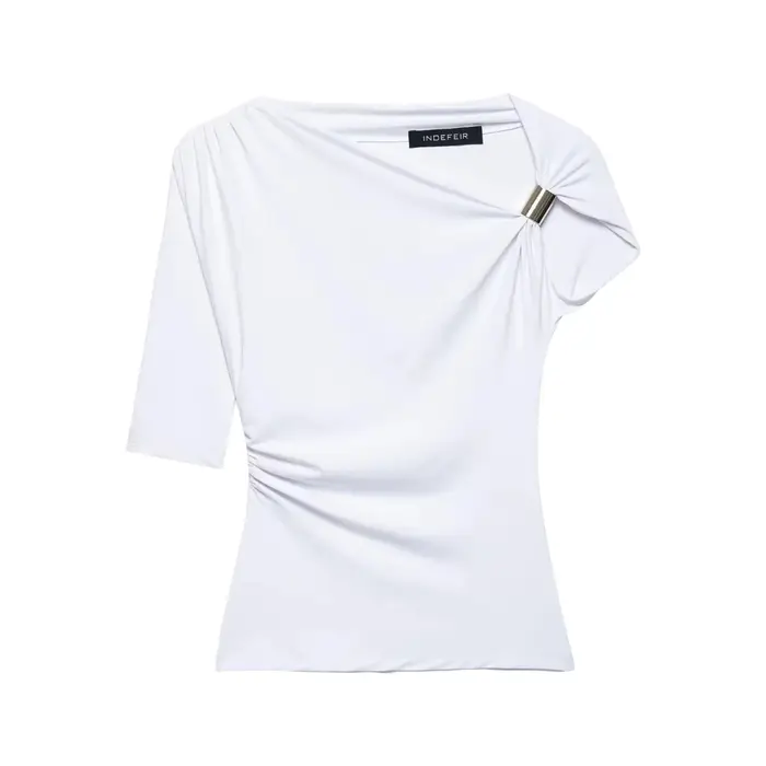 T-shirt en nylon asymétrique coupe ajustée