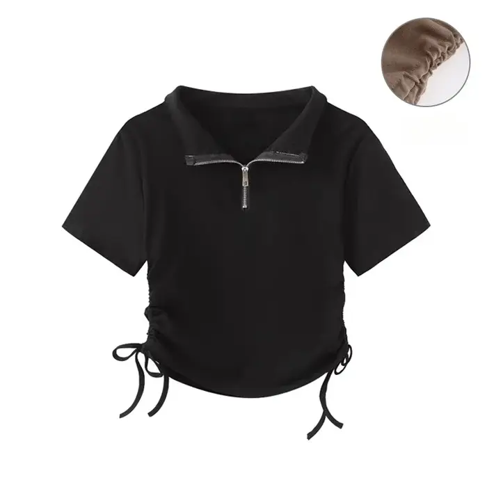T-shirt polo pour femme à demi-zip