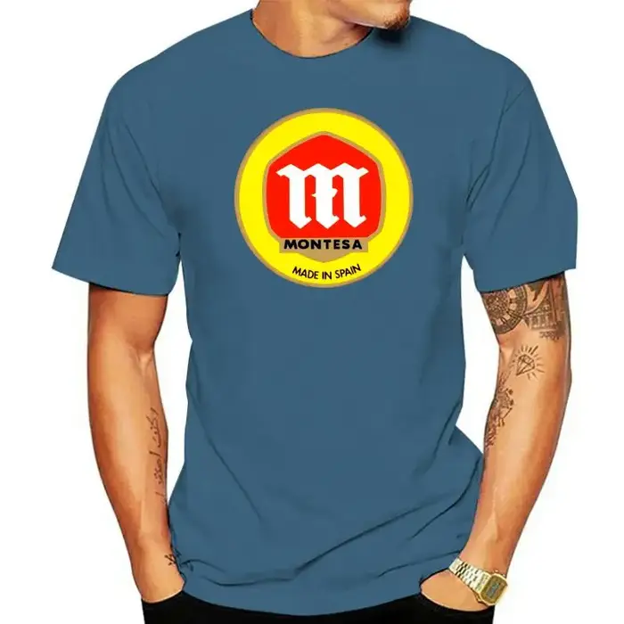 T-shirt manches courtes homme, décontracté, noir, en coton, marque Montesa, choix de documents, mode