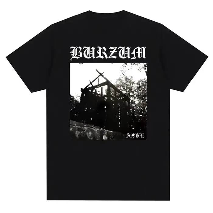 T-shirt vintage en métal avec impression de couverture d'album Burzums, t-shirt décontracté à manche