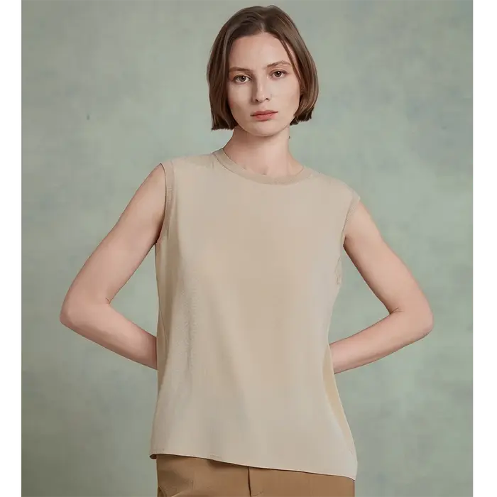 Débardeur sans manches en soie de mûrier véritable pour femme