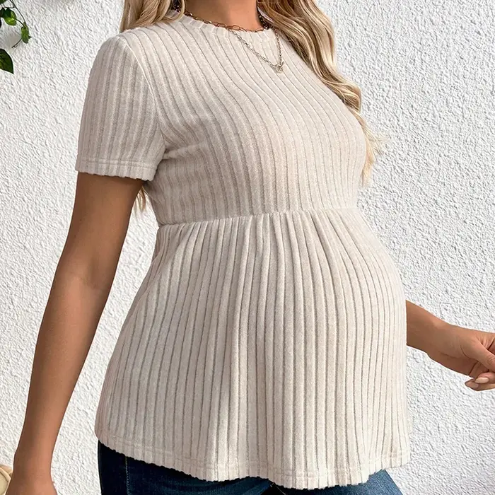 Vêtements pour femmes enceintes, t-shirts tricotés, vêtements de maternité, t-shirt à manches courte