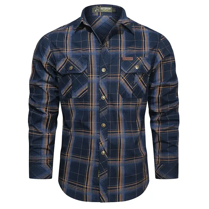Chemise à carreaux à manches longues pour hommes