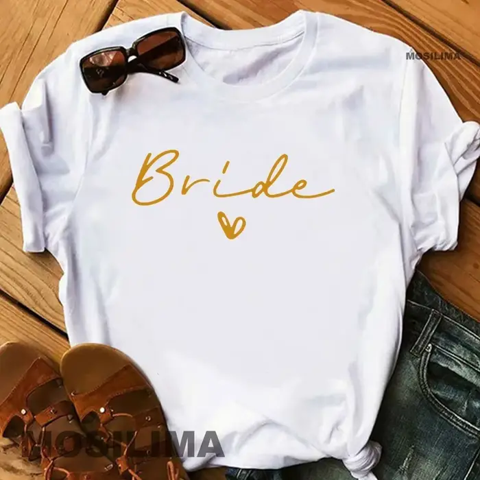 T-shirt pour femmes et filles, motif 'Team Bride' pour enterrement de vie de jeune fille, fête prénu