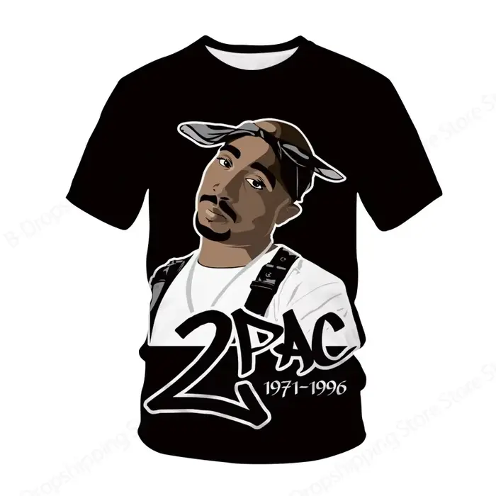 Nouveaux hommes femmes rappeur Tupac T-shirt 3d 2pac impression