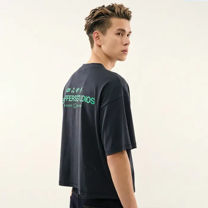 T-shirt iconique blanc/noir, style streetwear, décontracté, à manches courtes, en coton de qualité, 