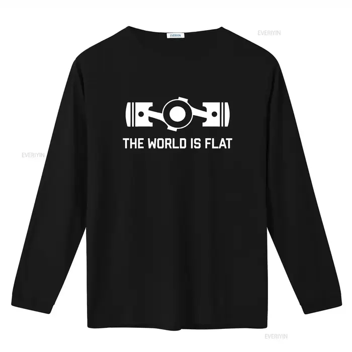 Le monde est plat quatre Boxer moteur JDM course voiture t-shirt vintage lavé polyvalent étiré vêtements de créateur homme doux