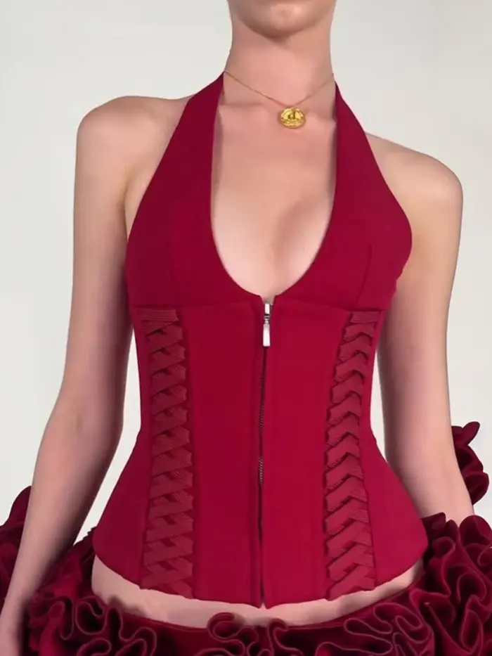 Centre commercial Goth Corset gilet femmes foncé Cyber Punk pansement licou dos nu culture débardeurs Emo Alternative