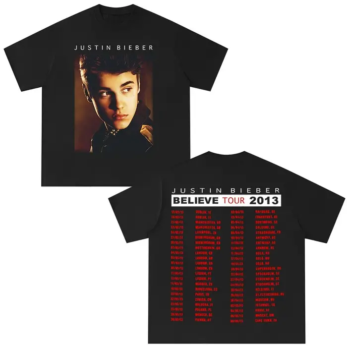 Marchandises de la tournée « Believe » de Justin Bieber 2026 - T-shirts pour hommes et femmes, T-shi