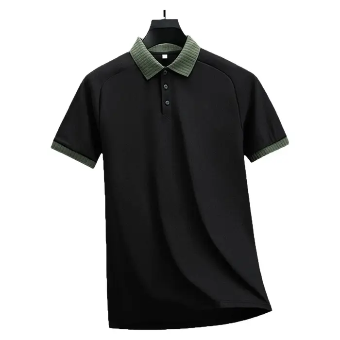 Nouveau Polo Homme Manches Courtes 2026 – T-shirt Décontracté Couleur Unie Tendance pour Affaires et Loisirs – Coupe Ample en Fibre de Polyester