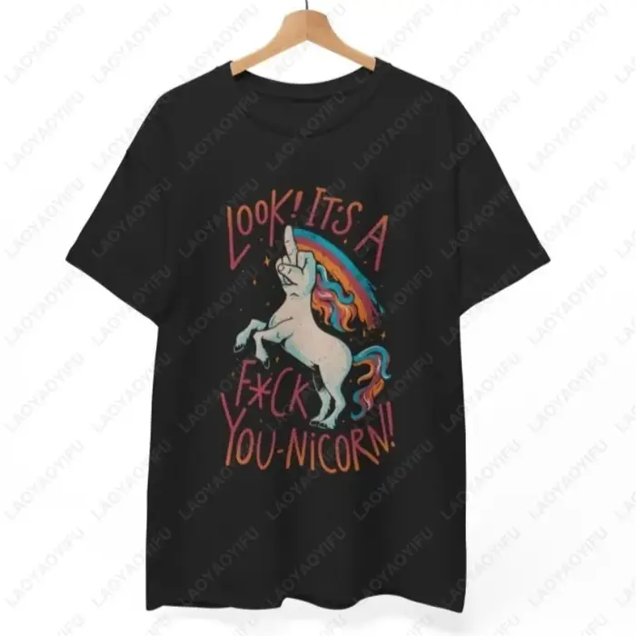 F-You T-Shirt licorne Style Humor coton à manches courtes