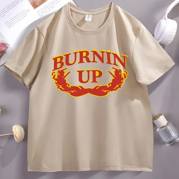 Burnin Up T-shirt graphique hommes vêtements casual à manches courtes haute qualité respirant