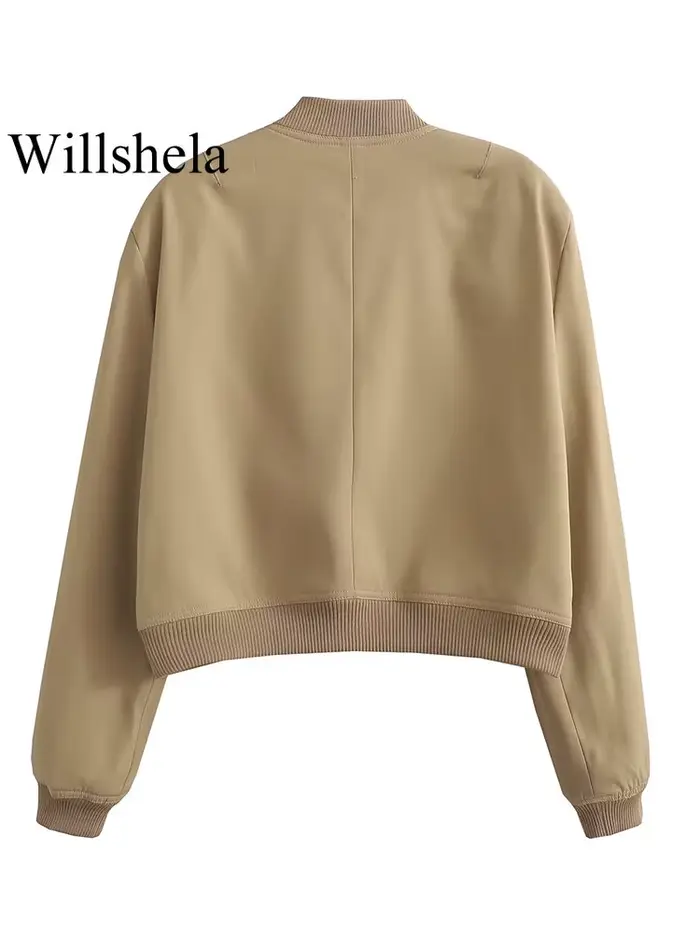 Willshela femmes mode solide Bomber vestes manteau avec poches col en v simple boutonnage manches longues femme Chic dame tenues