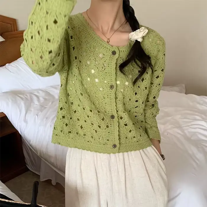 Haut en Crochet à manches longues pour femmes