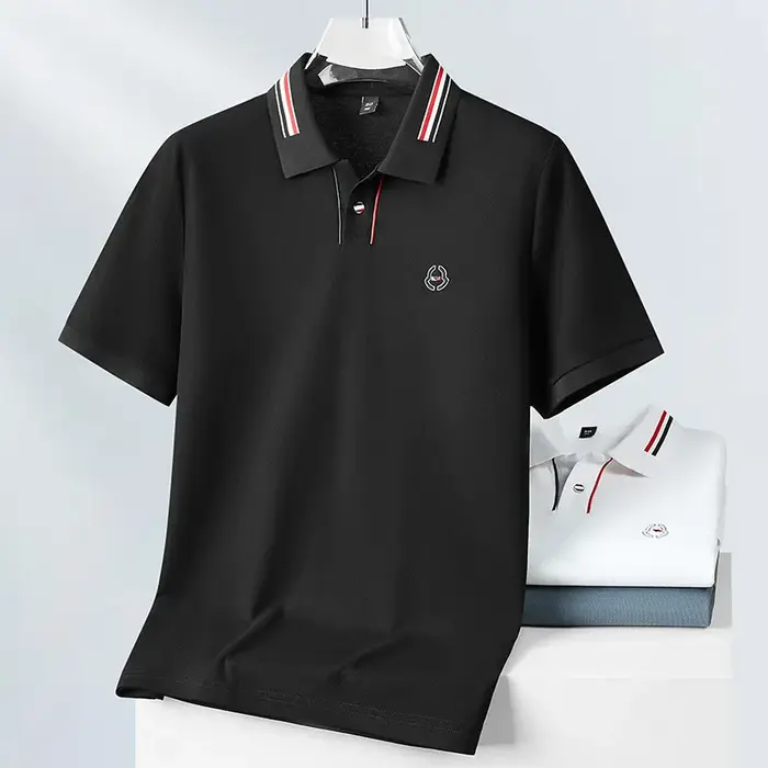 Minglu 100% coton été hommes polos de luxe à manches courtes couleur unie broderie décontracté homme t-shirts grande taille 6XL 7XL
