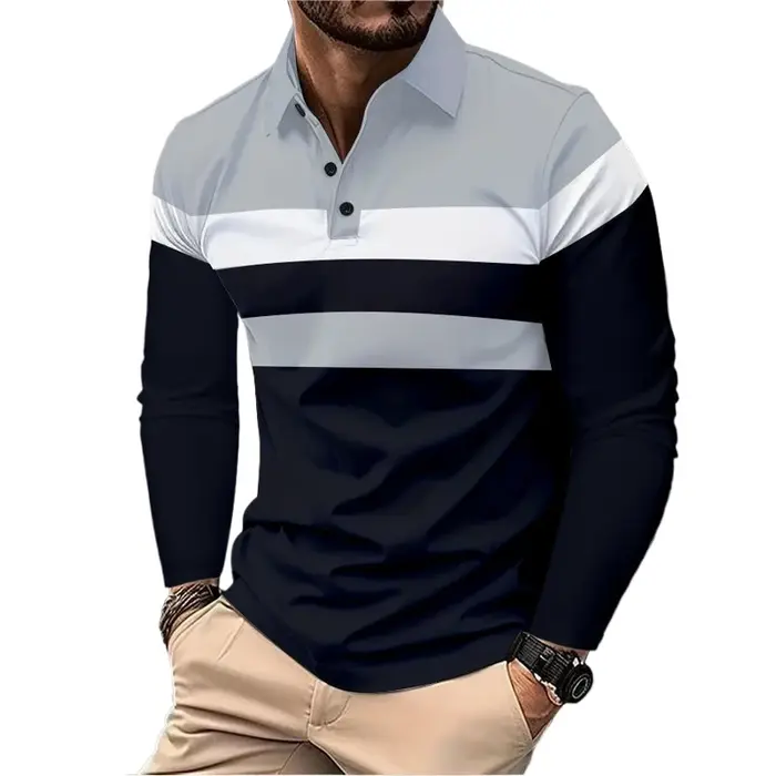 Nouveaux vêtements de survêtement hommes à manches longues revers chemises respirantes