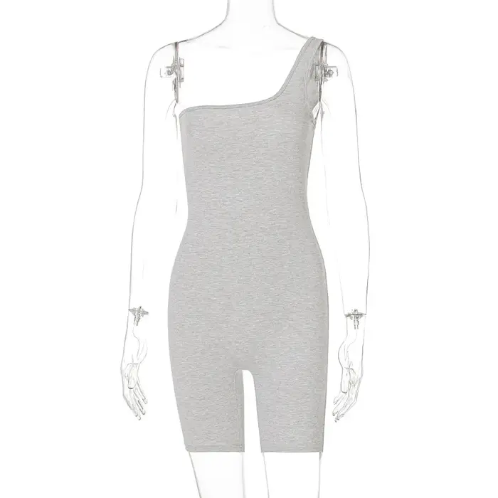 Combishort sans manches, couleur unie, barboteuse pour femmes, body à une épaule, Yoga, Fitness, spo