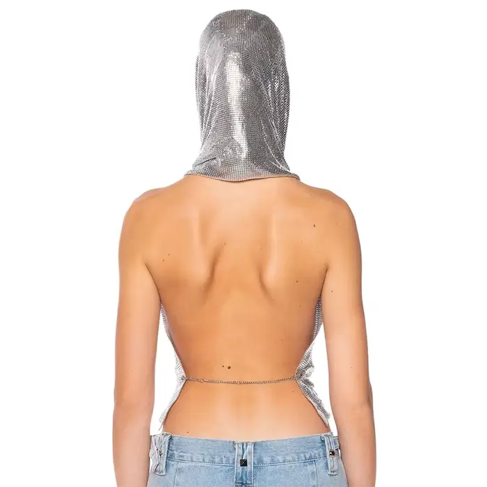 Haut court dos nu à col bénitier pour femme