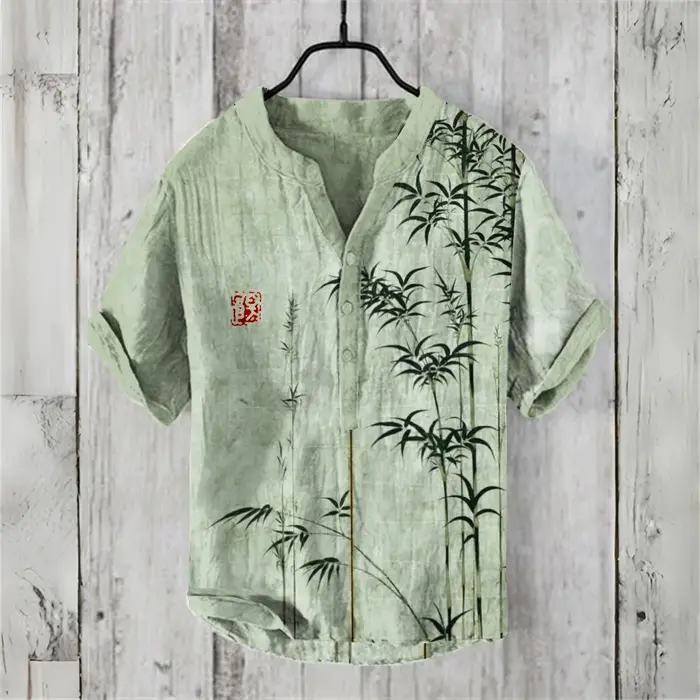 POLO chinois rétro à manches courtes pour hommes