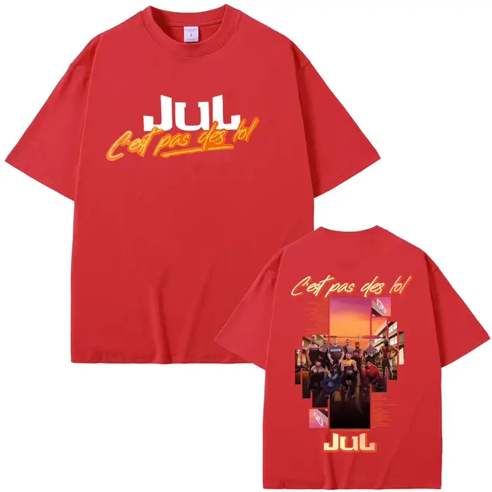 Rappeur Jul Album de musique Tour du monde 2025 T-shirt hommes femmes Hip Hop surdimensionné à manch