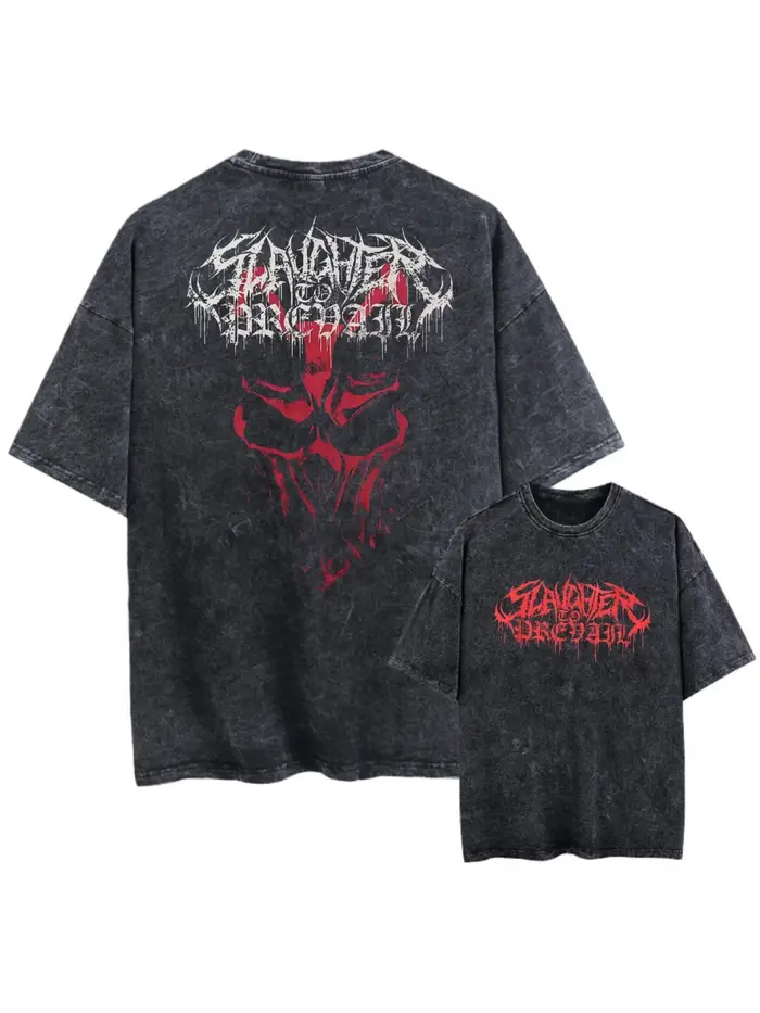 T-shirt Deathcore Band Slaughter To Prevail Global Tour Mercah pour hommes et femmes, vintage, lavé,