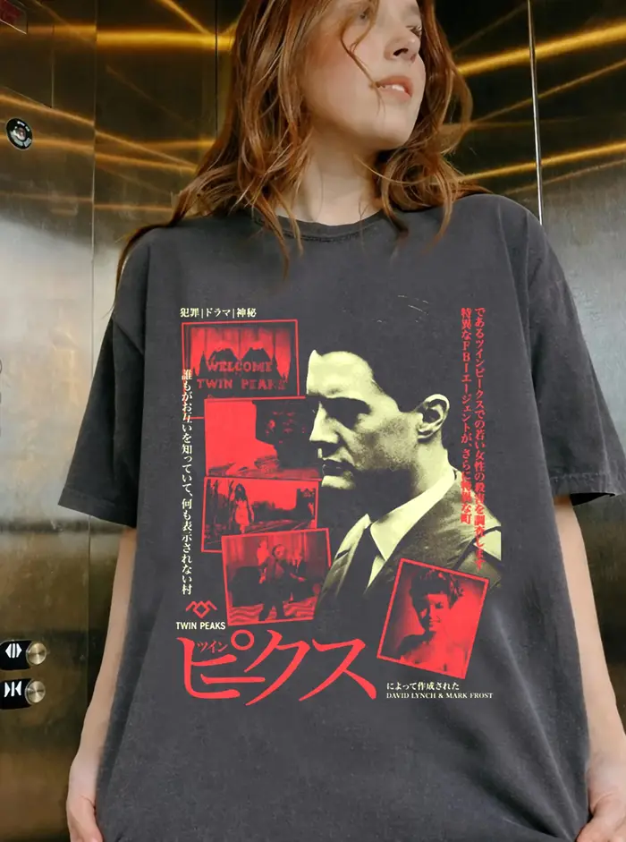 T-shirt imprimé classique style rétro Twin Peaks Fire Walk With Me