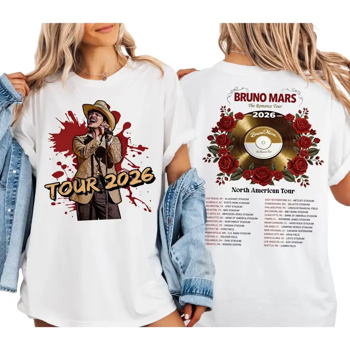 Programme de tournée romantique 2026 - Cadeau double T-shirt, idéal pour l'été, pour hommes et femme