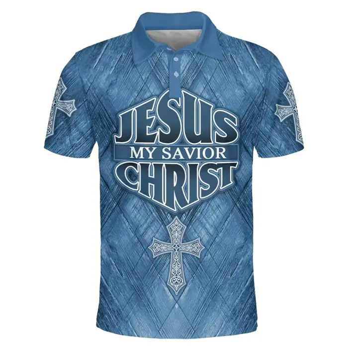 Polo Homme Imprimé 3D Fashion Jesus Motif Croix Coupe Oversize Manches Courtes Unisexe Décontracté Col Boutonné Hauts Vêtements de Golf