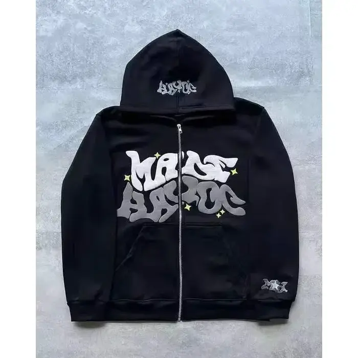 Sweat-shirt à capuche zippé en polaire imprimé