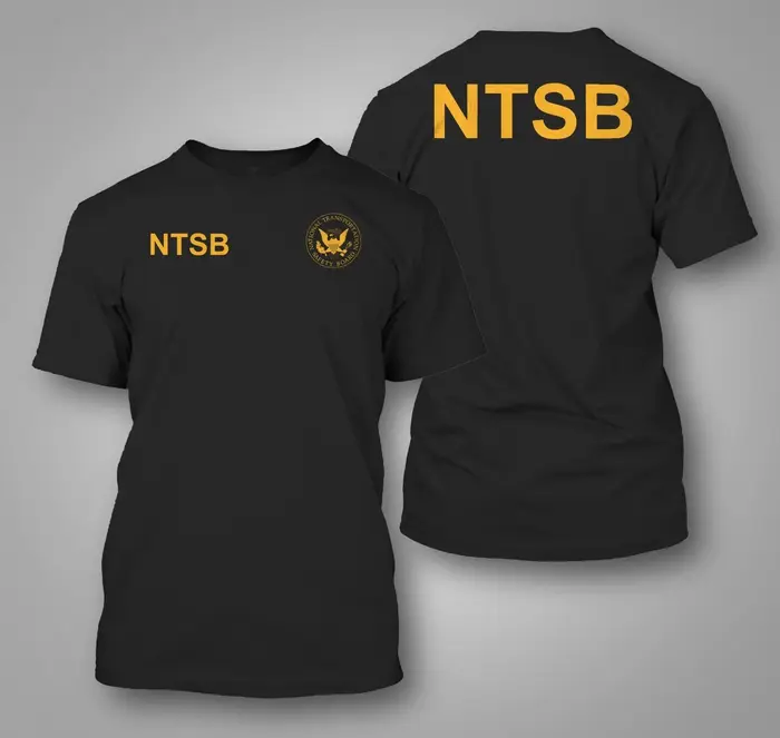 NTSB National Transportation Safety - T-shirt personnalisé pour hommes avec motif sur le dos et sur le devant