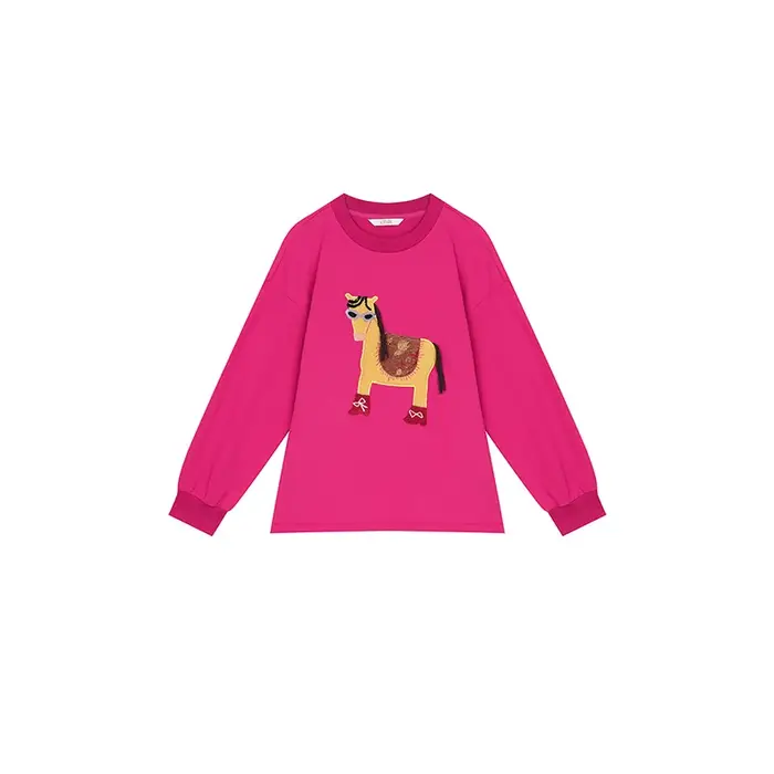 ELFSACK T-shirt à manches longues pour femme avec adorable motif de cheval