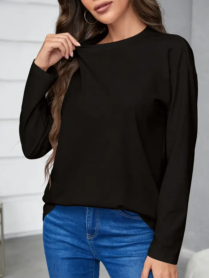 T-shirt à manches longues pour femme - Un haut basique polyvalent adapté à toutes les saisons