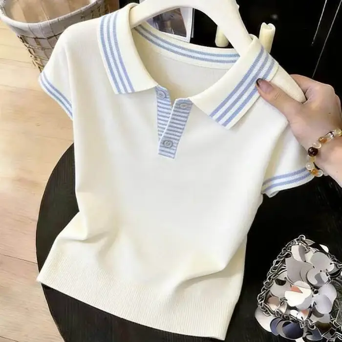 Pulls à manches courtes en tricot pour femmes
