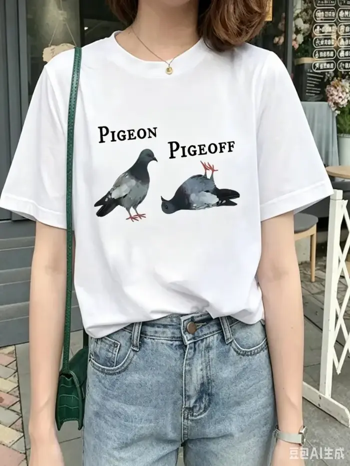 T-shirt pour homme en coton 100% de qualité supérieure avec impression drôle de pigeon