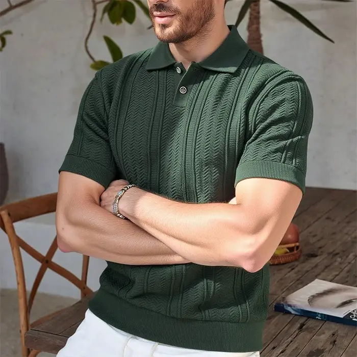 Nouveau T-shirt Polo en Maille pour Homme 2026 – Chemise Décontractée à Manches Courtes Extensible pour l'Été