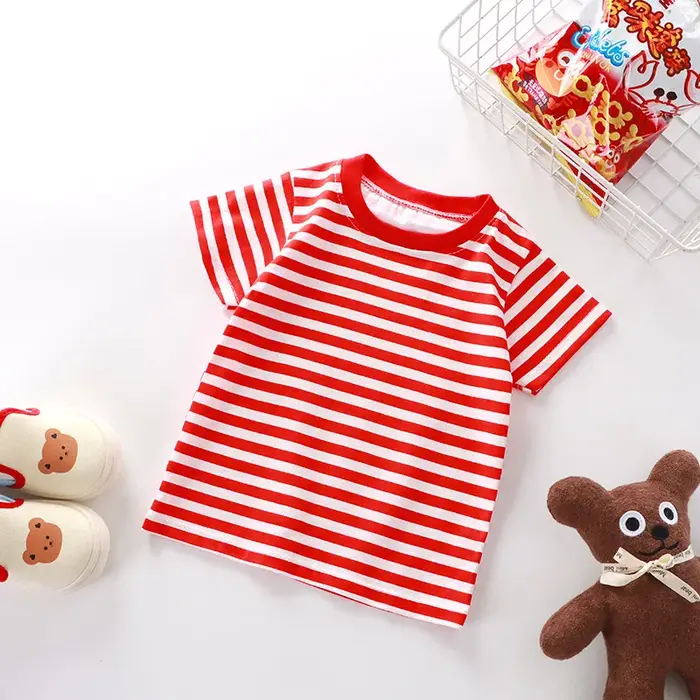 T-shirt rayé 100 % coton pour enfants