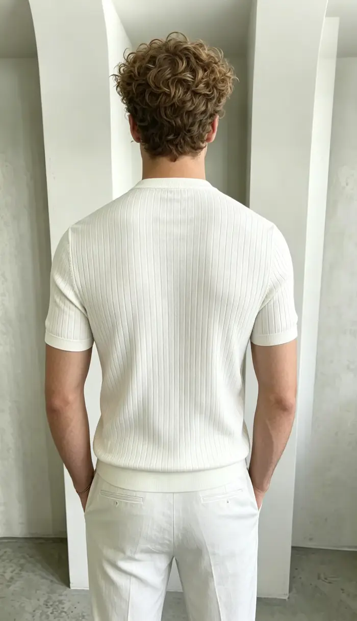 T-shirt côtelé à manches courtes pour homme