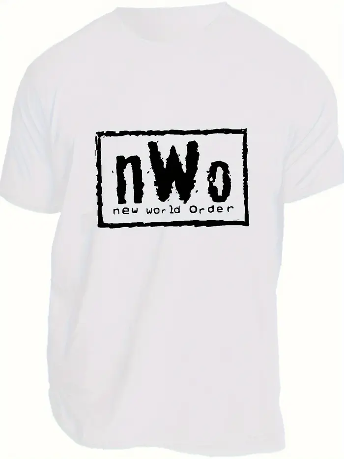 T-shirt imprimé Nwo pour hommes, T-shirt décontracté à manches courtes et col ras du cou, vêtements d'été pour hommes pour l'extérieur