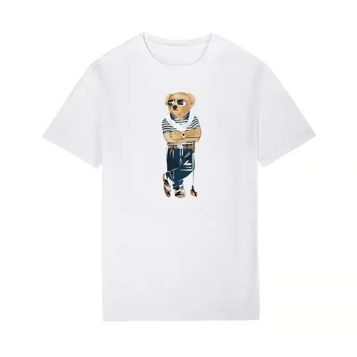 Nouveaux t-shirts en coton à imprimé ours Poloo pour hommes