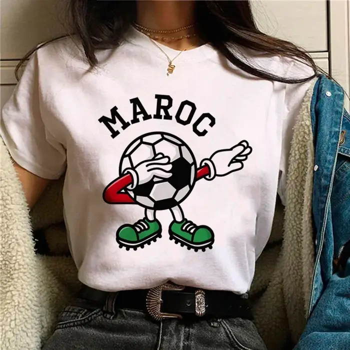 Femmes T-shirt maroc maroc imprimé hauts T-shirt noir femme été T-shirt 90s filles graphique T-shirt femme mignon hauts T-shirt