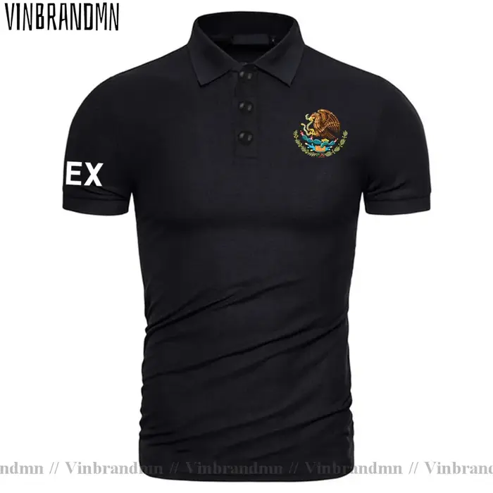 Polo MX MEX à manches courtes pour hommes, chemises de marque blanches imprimées pour le pays, en pu