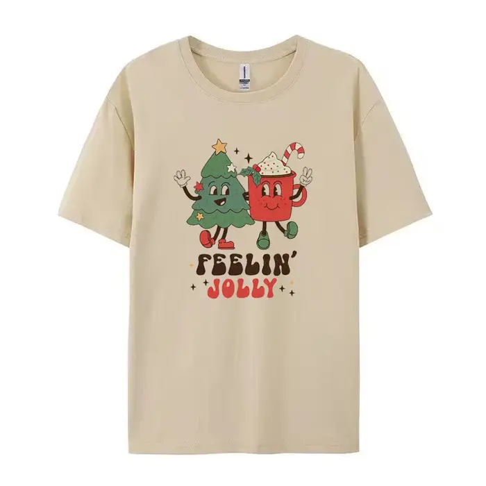 T-shirt graphique joyeux Noël pour femme, t-shirts College FeCrazy, manches courtes, dessin animé mi