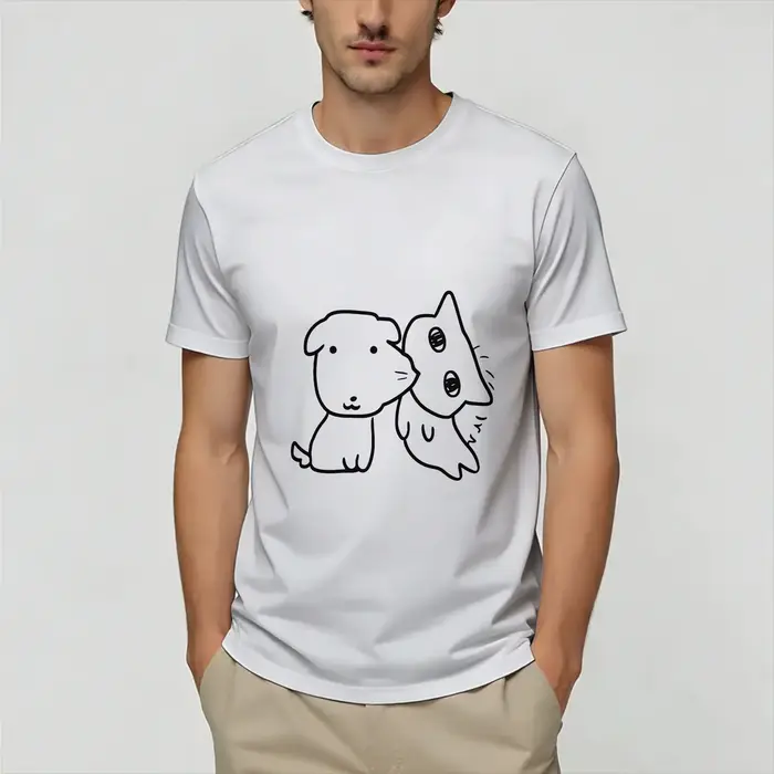 T-Shirt à manches courtes pour hommes, 100% coton, créatif, mignon, GANADI, col ras du cou, vêtement