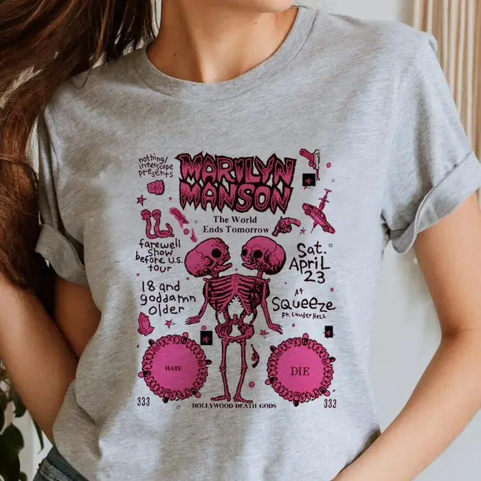 Marilyn Manson t-shirt fille années 80 vêtements coréens rétro hip hop streetwear kawaii Pop Culture coloré gothique graphique psychédélique