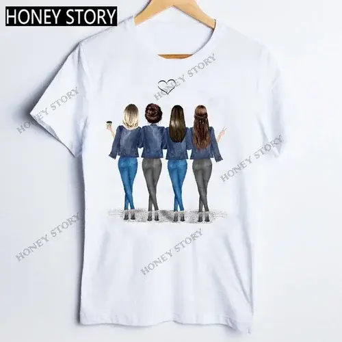 T-shirt imprimé Friends, motif dessin animé, col rond, coupe ample, en tissu polyester, mode estival