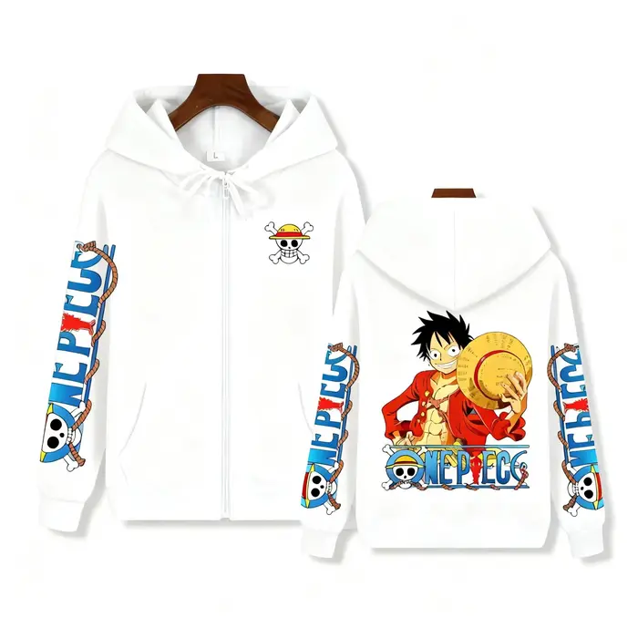 Anime pull à capuche zippé hommes femmes une pièce Luffy décontracté Streetwear Y2k automne hiver imprimé graphique à manches longues veste hauts
