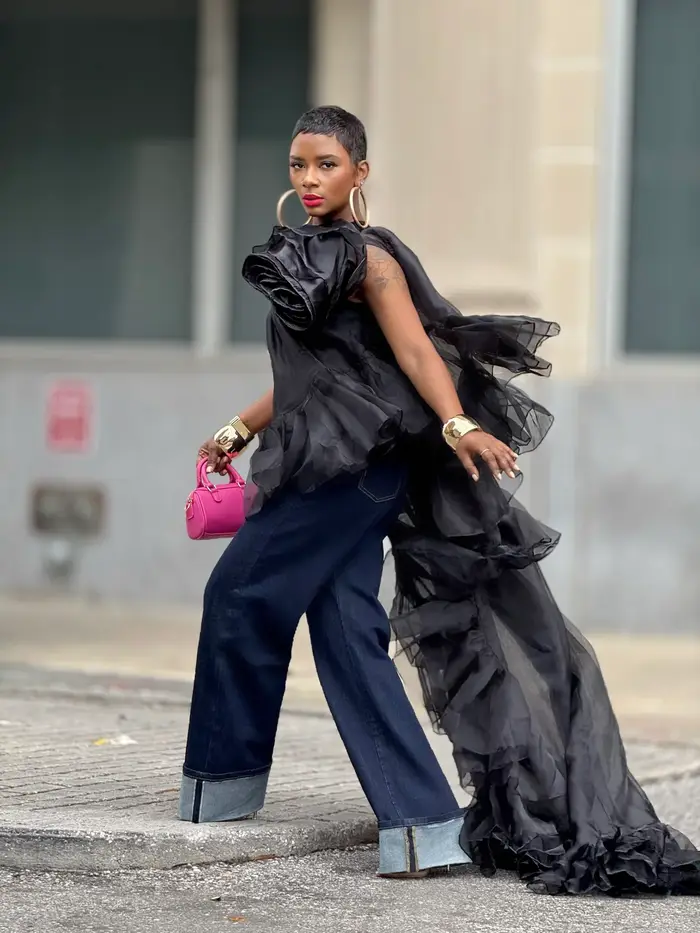 Haut Long asymétrique asymétrique noir pour femmes