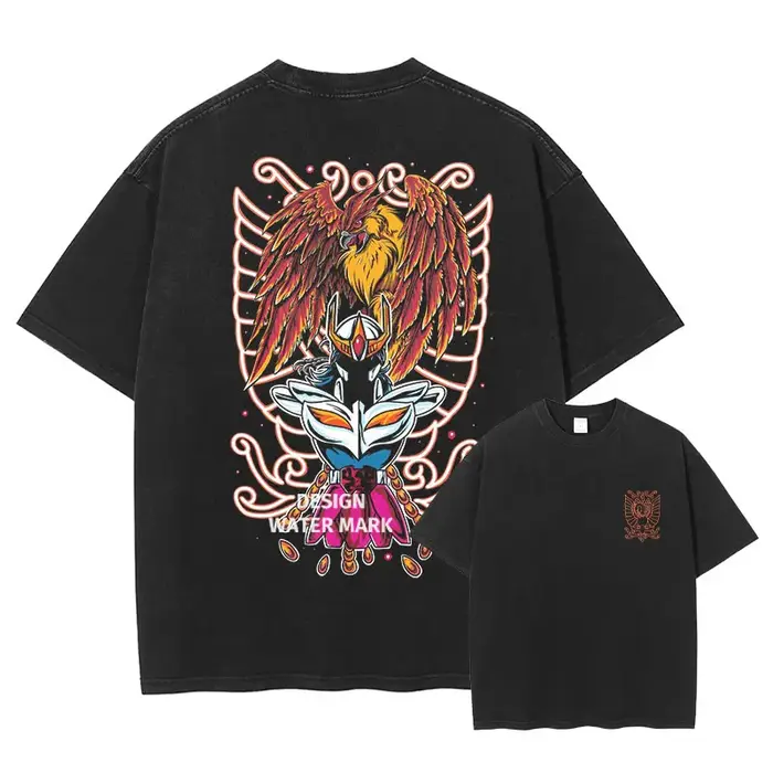 Anime Saint Seiya T-shirt zodiaque doré Shaka Saga Muu Shun Vintage lavé hauts t-shirts surdimensionné à manches courtes